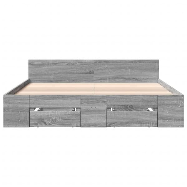 sengeramme med skuffer 150x200 cm konstrueret træ grå sonoma-eg