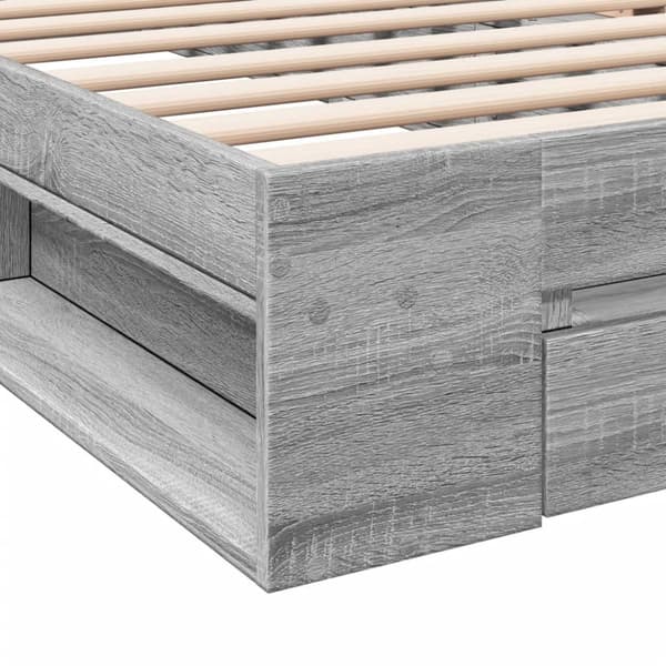 sengeramme med skuffe 75x190 cm konstrueret træ grå sonoma-eg