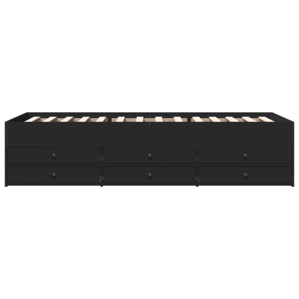 daybed med skuffer 100x200 cm konstrueret træ sort