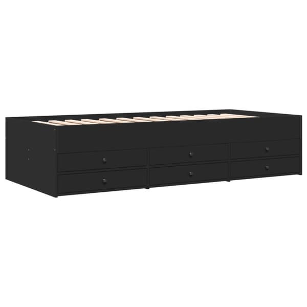 daybed med skuffer 100x200 cm konstrueret træ sort