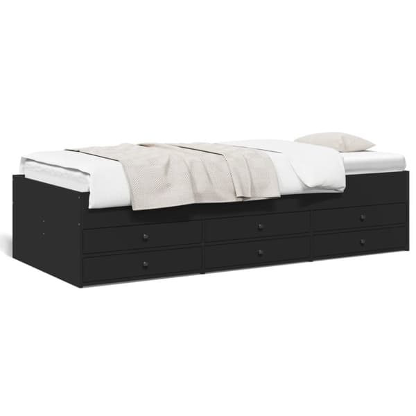 daybed med skuffer 100x200 cm konstrueret træ sort