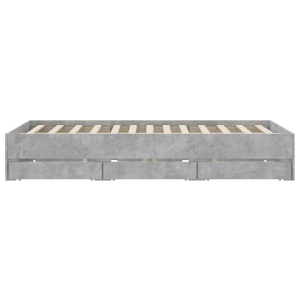 sengeramme med skuffer 140x190 cm konstrueret træ betongrå