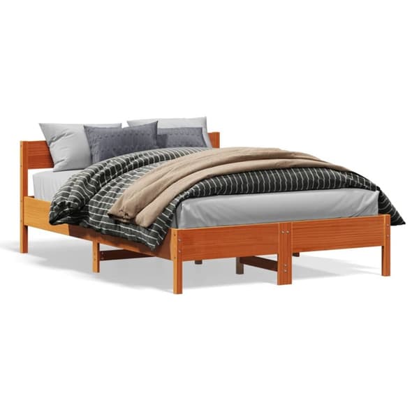 sengeramme uden madras 140x200 cm massivt fyr gyldenbrun
