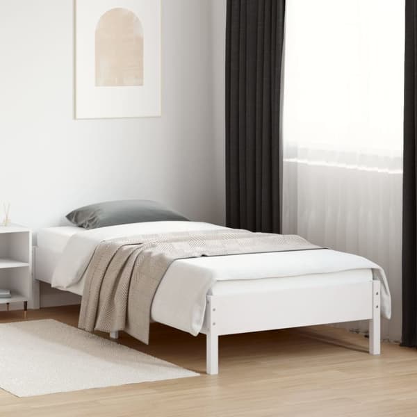 Sängram utan madrass vit 100x200 cm massiv furu