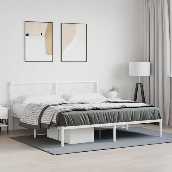 sengeramme med sengegavl 183x213 cm metal hvid
