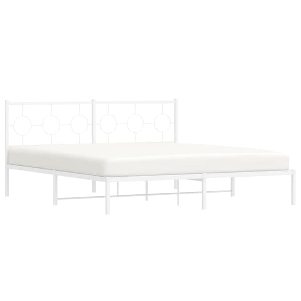 sengeramme med sengegavl 183x213 cm metal hvid