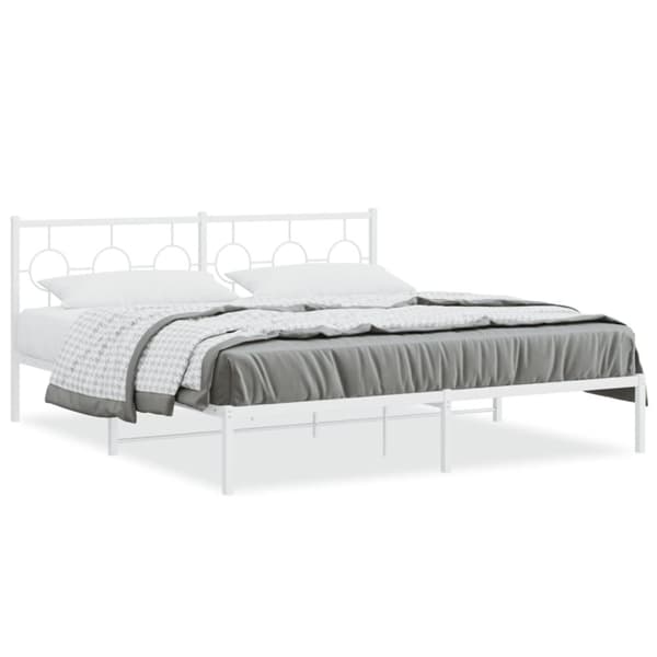 sengeramme med sengegavl 183x213 cm metal hvid