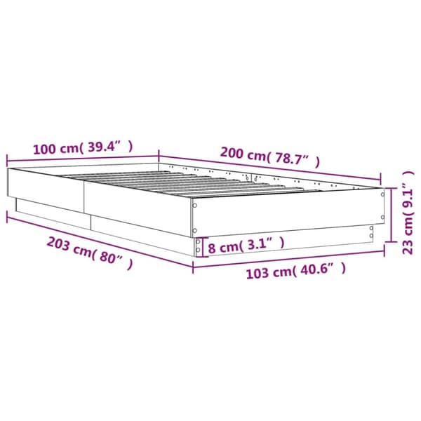 Sängynrunko musta 100x200 cm tekninen puu
