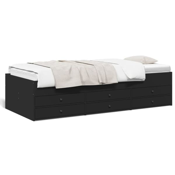 daybed med skuffer 90x190 cm konstrueret træ sort