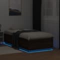 Miniatyrbillede 4 af 10: sengeramme med LED-lys 75x190 cm konstrueret træ brunt eg