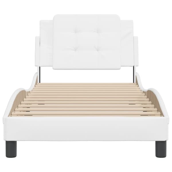 Sängram med huvudgavel vit 90x190 cm konstläder