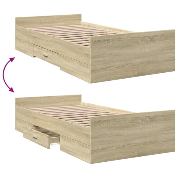 sengeramme med skuffer 90x190 cm konstrueret træ sonoma-eg