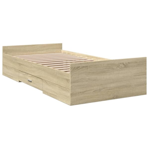 sengeramme med skuffer 90x190 cm konstrueret træ sonoma-eg