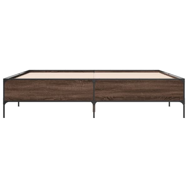 sengeramme 200x200 cm konstrueret træ og metal brun egetræ