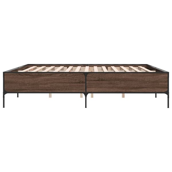 sengeramme 200x200 cm konstrueret træ og metal brun egetræ