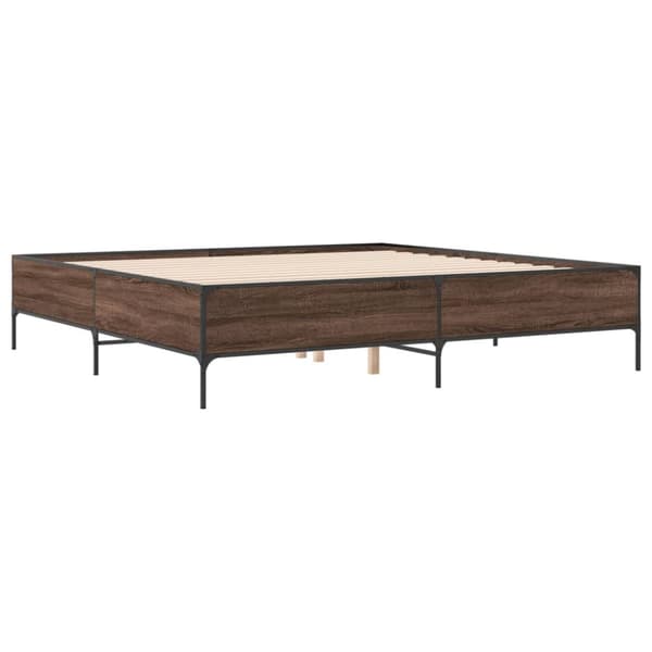 sengeramme 200x200 cm konstrueret træ og metal brun egetræ