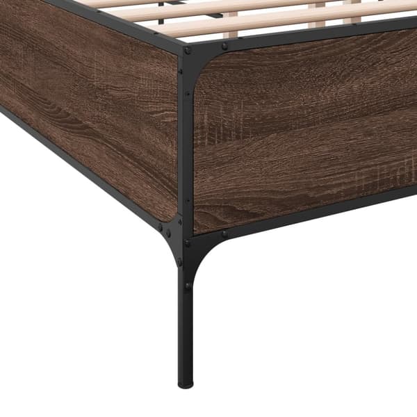 sengeramme 200x200 cm konstrueret træ og metal brun egetræ