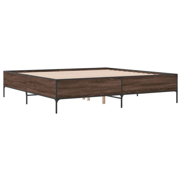sengeramme 200x200 cm konstrueret træ og metal brun egetræ