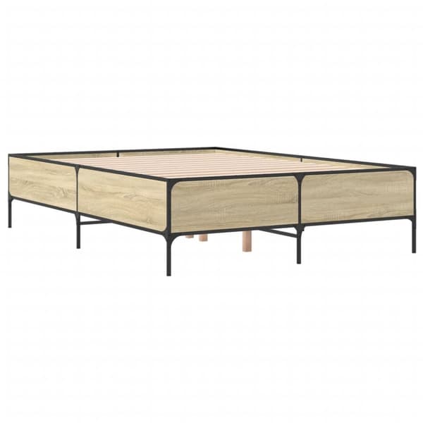 sengestel 160x200 cm konstrueret træ og metal sonoma-eg