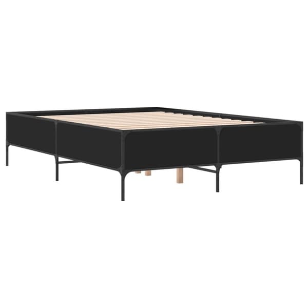 sengestel 140x190 cm konstrueret træ og metal sort