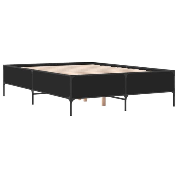 sengestel 140x190 cm konstrueret træ og metal sort