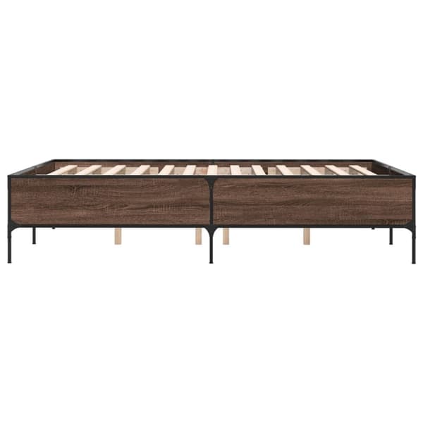 sengestel 140x190 cm konstrueret træ og metal brun egetræsfarve