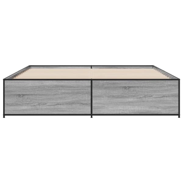 sengestel 200x200 cm konstrueret træ og metal grå sonoma-eg