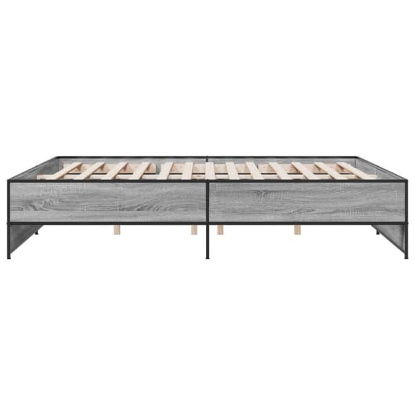 sengestel 200x200 cm konstrueret træ og metal grå sonoma-eg