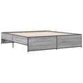 Miniatyrbillede 2 af 9: sengestel 200x200 cm konstrueret træ og metal grå sonoma-eg