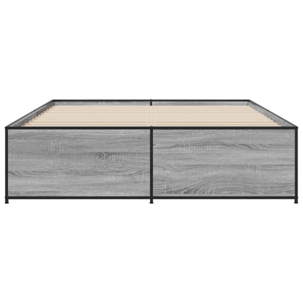 sengestel 150x200 cm konstrueret træ og metal grå sonoma-eg