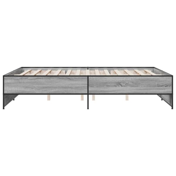 sengestel 150x200 cm konstrueret træ og metal grå sonoma-eg