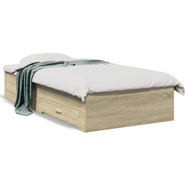 sengeramme med skuffer 75x190 cm konstrueret træ sonoma-eg