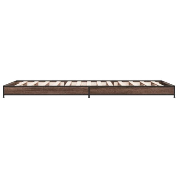 Sängynrunko ruskea tammi 90x200 cm tekninen puu ja metalli