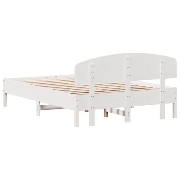 Sängram utan madrass vit 120x190 cm massiv furu