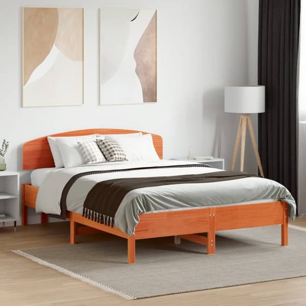 sengeramme uden madras 120x190 cm massivt fyrretræ gyldenbrun