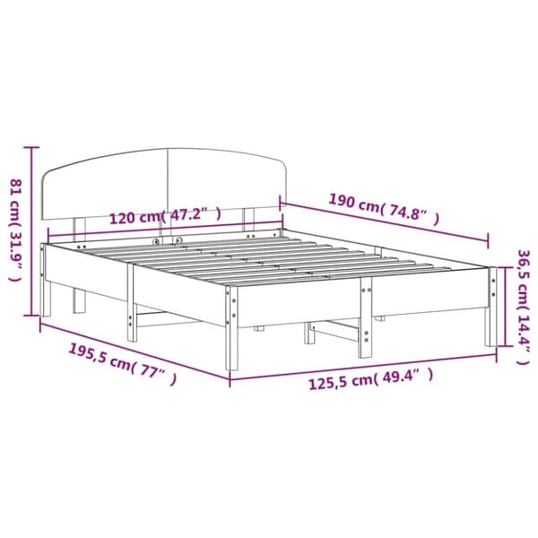 sengeramme uden madras 120x190 cm massivt fyrretræ gyldenbrun