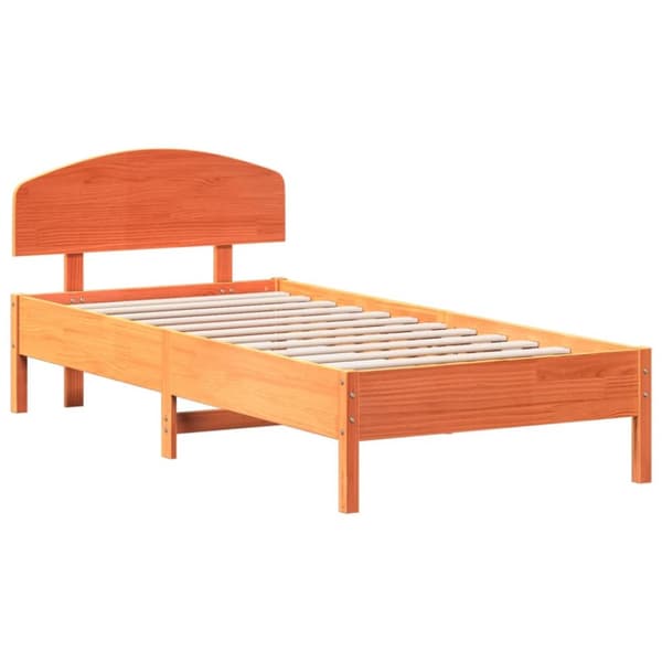 Sängram utan madrass vaxbrun 100x200 cm massiv furu