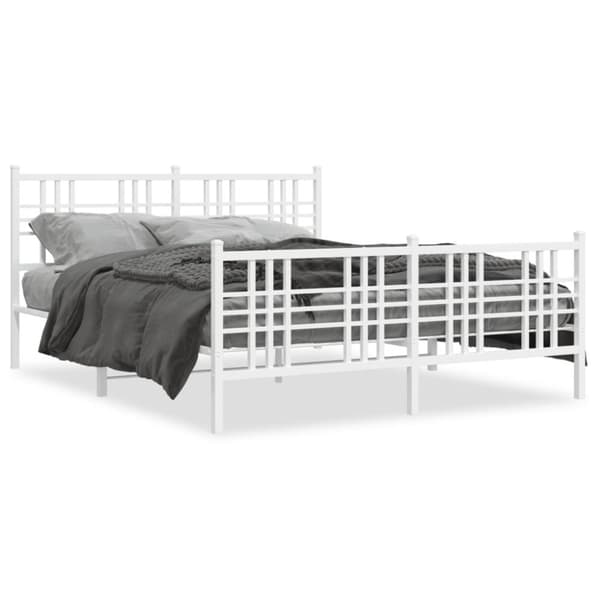 sengeramme med sengegavl og fodgærde 150x200 cm metal hvid