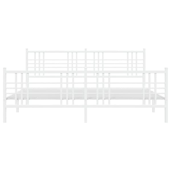 sengeramme med sengegavl og fodgærde 200x200 cm metal hvid