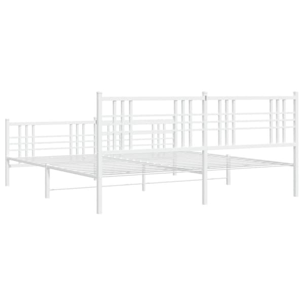 sengeramme med sengegavl og fodgærde 200x200 cm metal hvid