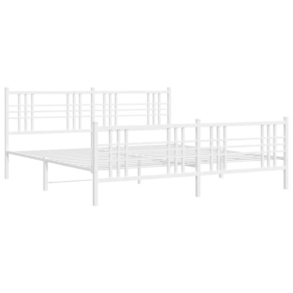 sengeramme med sengegavl og fodgærde 200x200 cm metal hvid