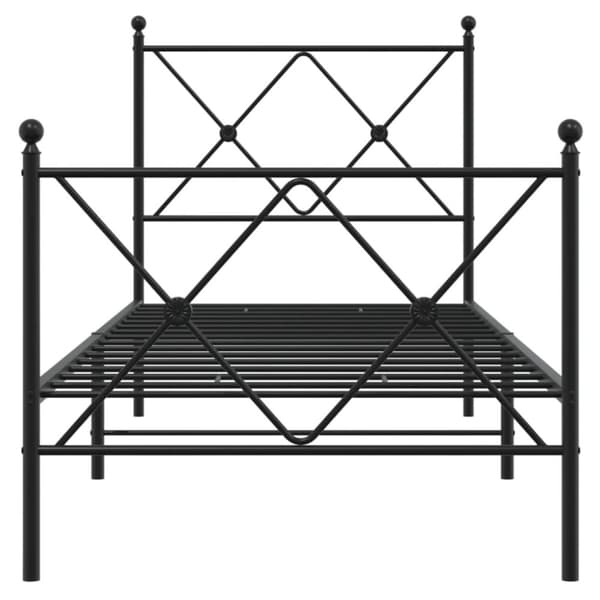 Metallinen sängynrunko päädyillä musta 75x190 cm