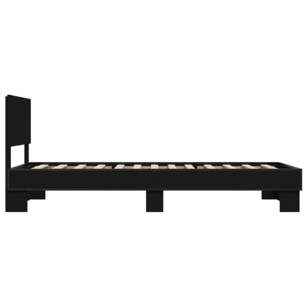 Sängynrunko musta 90x200 cm täysi puu ja metalli