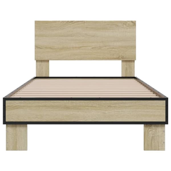 sengeramme 75x190 cm konstrueret træ og metal sonoma-eg