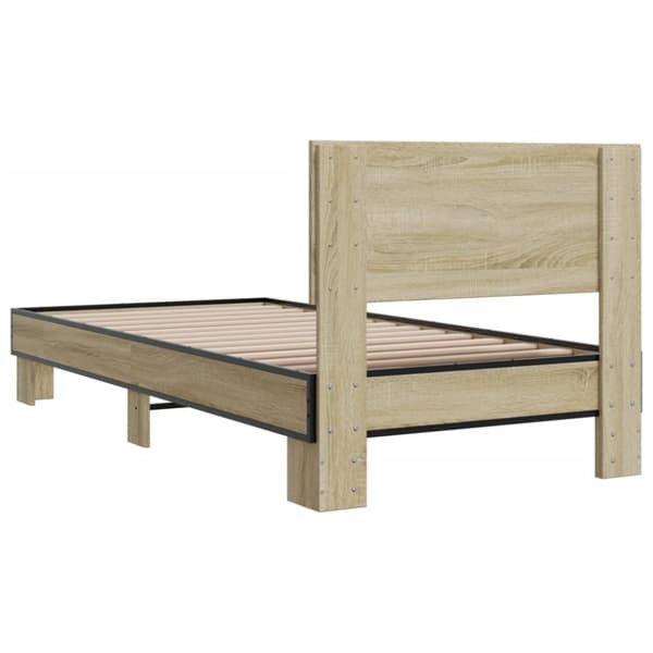 sengeramme 75x190 cm konstrueret træ og metal sonoma-eg