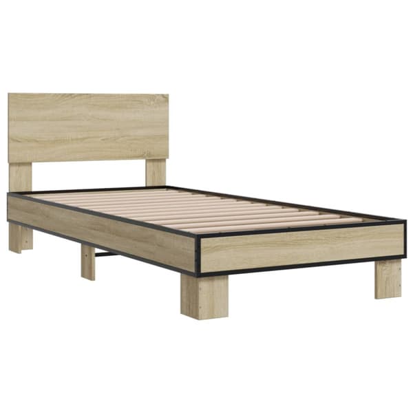 sengeramme 75x190 cm konstrueret træ og metal sonoma-eg
