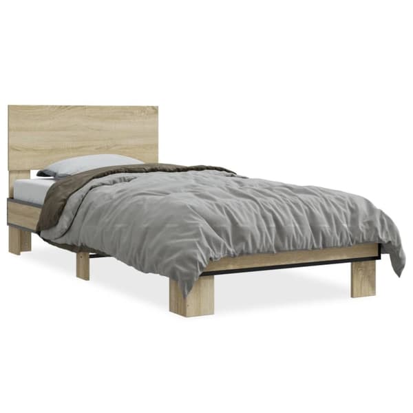 sengeramme 75x190 cm konstrueret træ og metal sonoma-eg