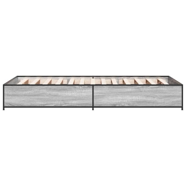 sengeramme 90x200 cm konstrueret træ og metal grå sonoma-eg