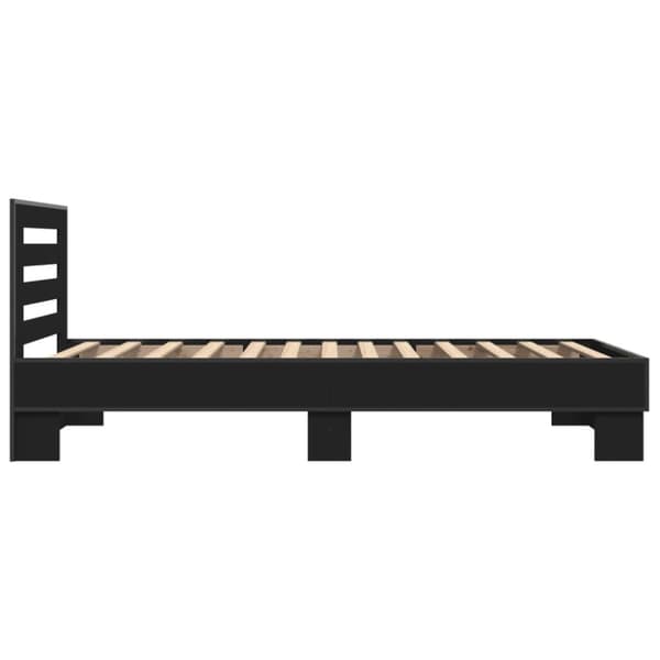 Sängynrunko musta 90x200 cm täysi puu ja metalli