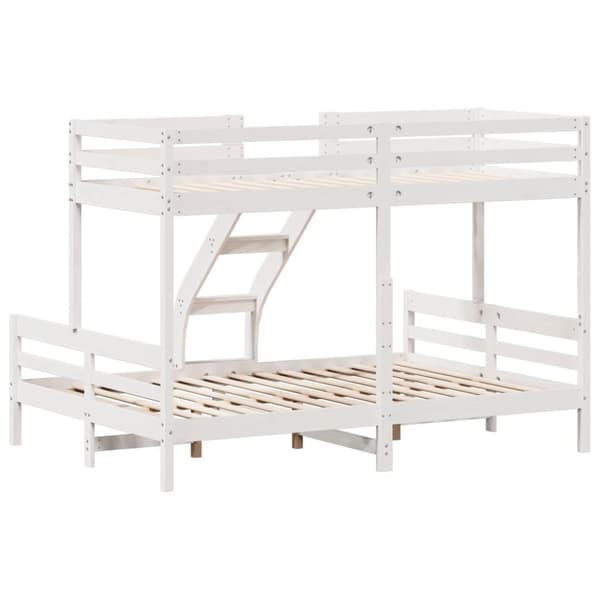 Våningssäng 80x200/140x200 cm vit massiv furu
